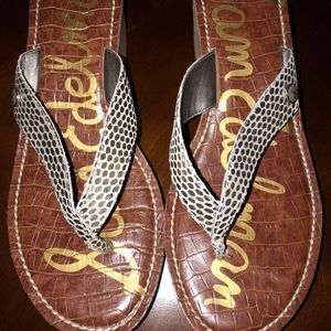 Sam Edelman FlipFlop Silver Faux Snake Skin Wedge